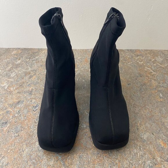 Highlights Vintage Ankle Boots Shoes Chunky Square Toe Black - Picture 4 of 11